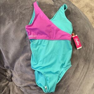 Justice Pink and Aqua Kids One Piece Swimsuit